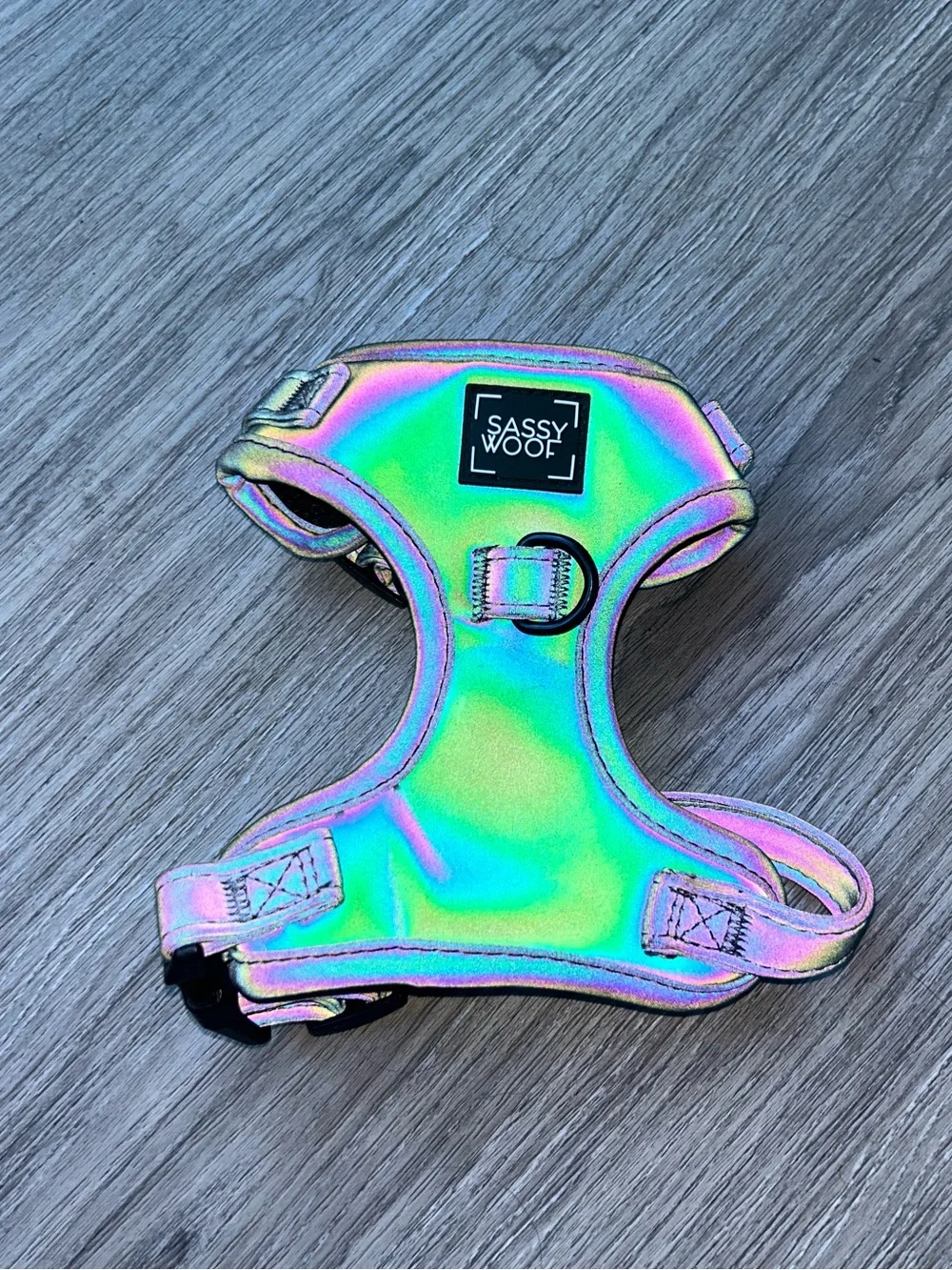 Iridescent Reflective Sassy Woof Adjustable Dog Harness